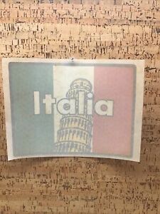 Vintage Italia Italy Leaning Tower Of Pisa Italian Flag Iron-On Transfer T-5