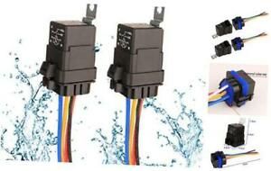 2 Pieces 40/30 Amp Waterproof Relay Switch Harness Set - 12V DC 5-Pin SPDT