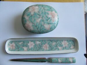 Beautiful Ceramic Desk Set; Serenade from Otagiri, Japan