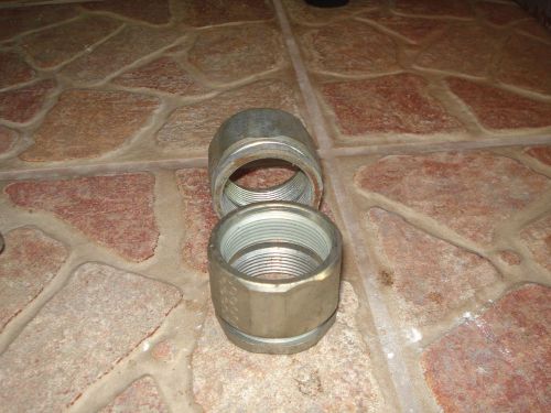 2 Female Electrical Union Steel Coupling Bushings Straight Fittings 1&#039;1/2&#034;