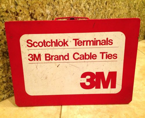 Vtg 3M Scotchlok Terminals &amp; Cable Ties Metal Carrying Case Organizer