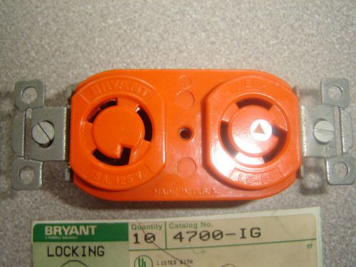 Bryant 4700-ig locking single receptacle l5-15 15a isolated gound new, no box for sale