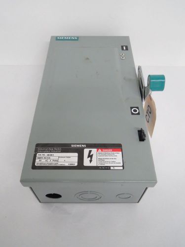 Siemens id361 industrial duty 30a 600v-ac 3p fusible disconnect switch b442319 for sale