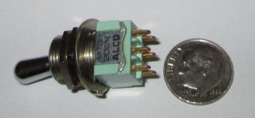 ALCO SWITCH DPDT  ON - ON  MINIATURE TOGGLE SWITCH  &#034;FAT&#034;  BAT   MTG-206N  NOS