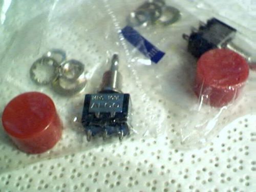 2 Alco MPS 103 red top push buttons SPDT fit 1/4 th&#034; hole With red 1/2&#034; top