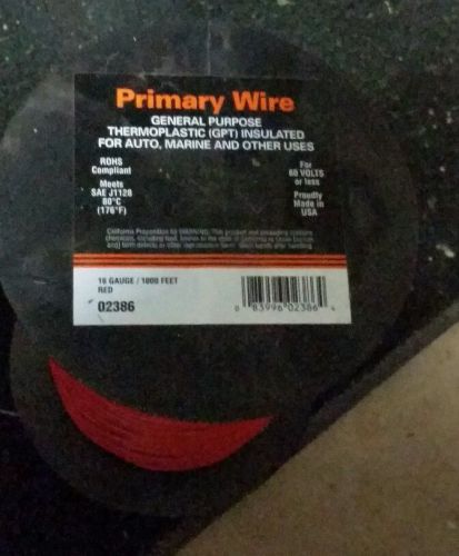 1000&#039; 16 gauge red primary wire for auto, marine and other uses for sale
