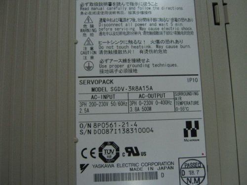 Yaskawa servopack AC Motor Motion Controller Servo Drive SGVD- 3R8A15A