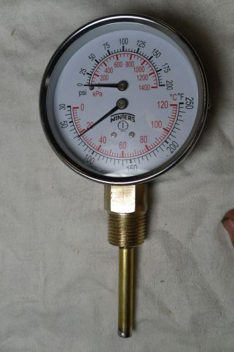 Winters dual gauge 0-200  psi and 30-250 degrees f thermometer looks new!!! for sale