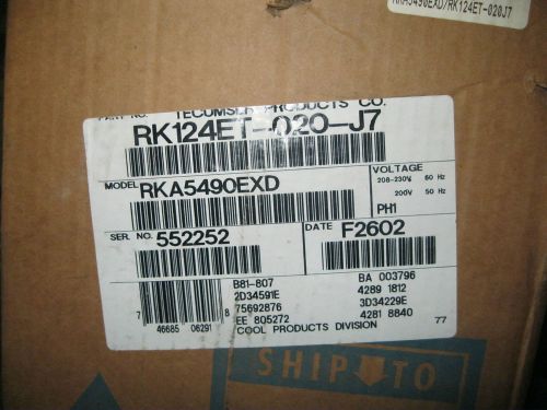 Rk124et-020-j7 rotary r22 comp 208/230v 1ph 3/4 h new nib rka5490exd for sale