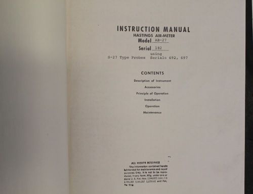 Hastings Instruction Manual for AB-27 9page