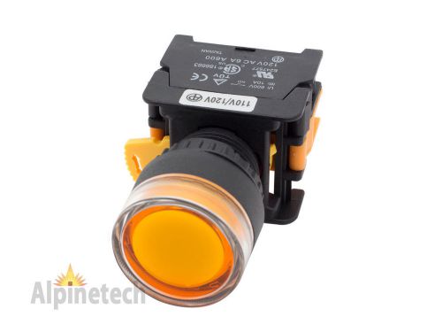 Ati lxg22 amber 22mm push button momentary switch illuminated 24v led 1no for sale