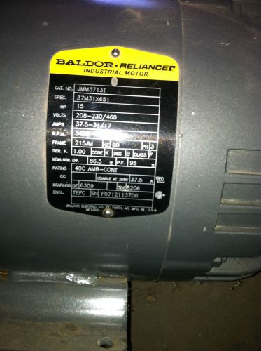 Baldor 15hp TEFC Electric Motor 215JM 3450 RPM