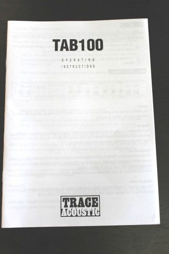 Trace Elliot - Operating Instructions - TAB100