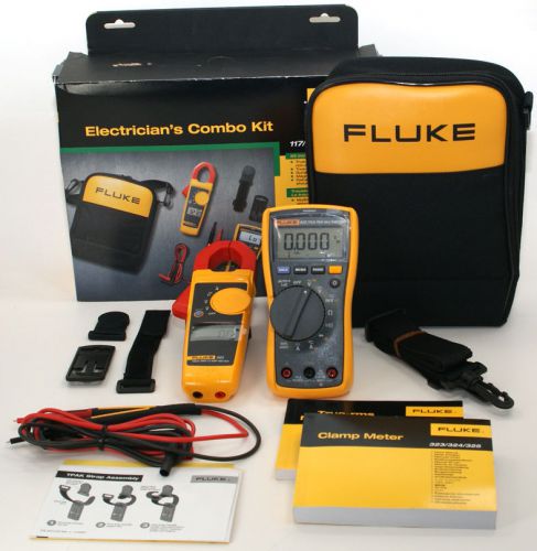 Fluke 117 true rms multimeter &amp; 323 clamp meter combo kit new! for sale