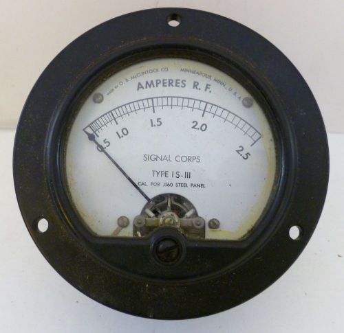 Signal Corps Meter O.B. McClintock Co. Amperes RF Type 15-11 Vtg