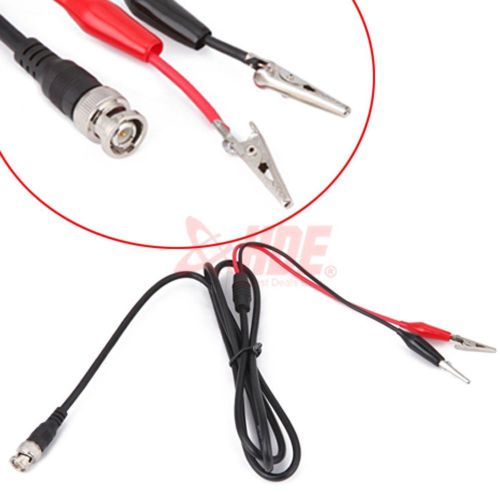 Multimeter bnc male plug to dual alligator clip lead test probe cable 5&#034; wires for sale