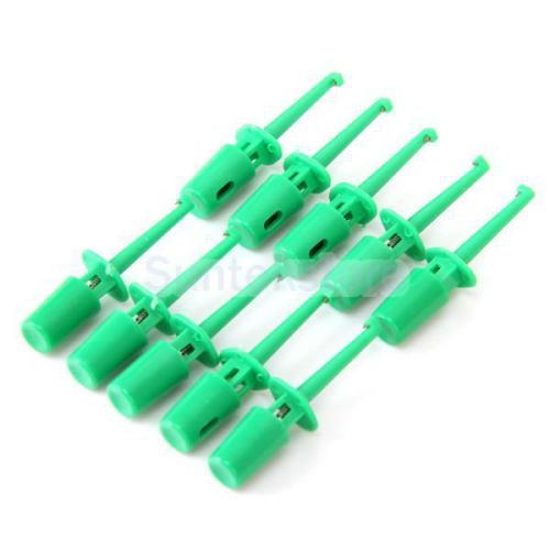 10 x mini grabber test hook probe spring clip for pcb smd ic multimeter green for sale