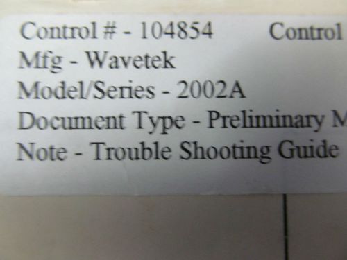 Wavetek 2002A Sweep/Signal Generator Troubleshooting Guide