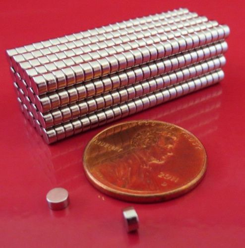 Rare earth neodymium strong cylinder 1/8&#034; x 1/16&#034; office magnets 3 x 1.5 mm n35 for sale