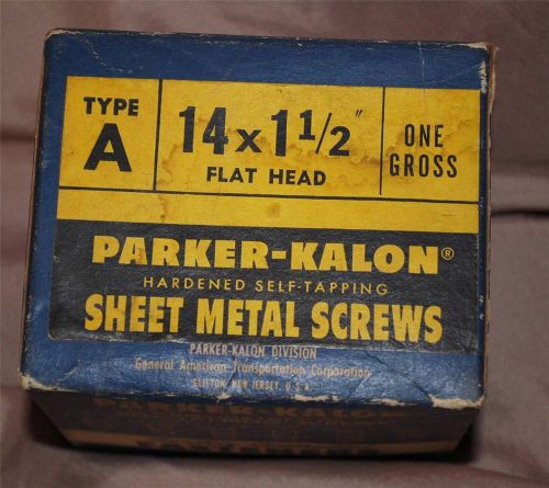 Type A Parker-Kalon 14 x 1 1/2 inch Sheet Metal Screws Vintage Box -100+ Screws