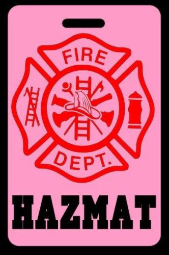 Pink hazmat firefighter luggage/gear bag tag - free personalization - new for sale