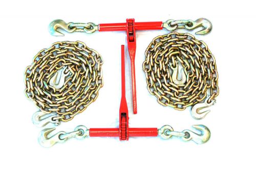 5/16&#034; transport hauling load package - (2) ratchet binders - (2) 10&#039; foot chains for sale