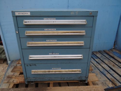 Stanley vidmar blue 5 drawer tool cabinet box storage machinist mechanic chest for sale