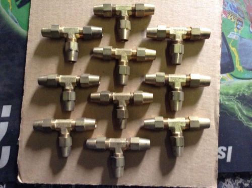 New 3/8&#034; x 3/8&#034; x 3/8&#034; brass compression tee lot of 10 for sale