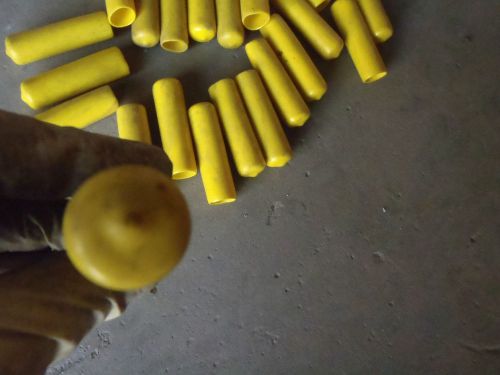 LOT OF 20 3/4&#034; PLASTIC PIPE-END COVER COVERS, ROUND VINYL YELLOW