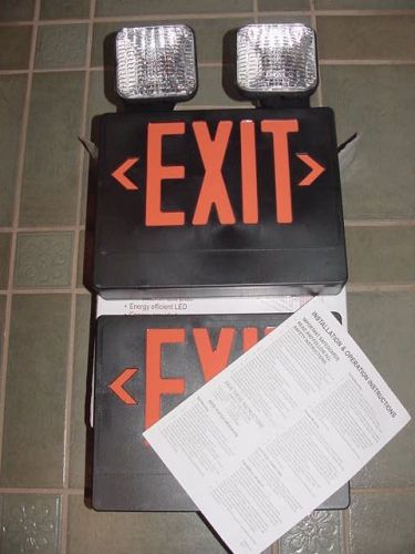 McPhilben Emergency Exit Light Black Red Letters VCRB 120/277V 2-Batteries - NEW