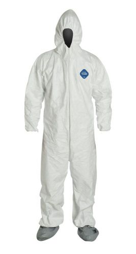 Dupont tyvek ty122s disposable coverall with hood and boots elastic cuff size xl for sale