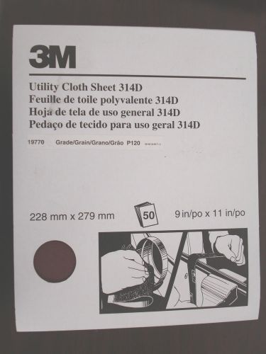 3M Utility Cloth Sheets 314D 50-Pack 19770  9&#034; x 11&#034; P120 NEW /33C/ FRA
