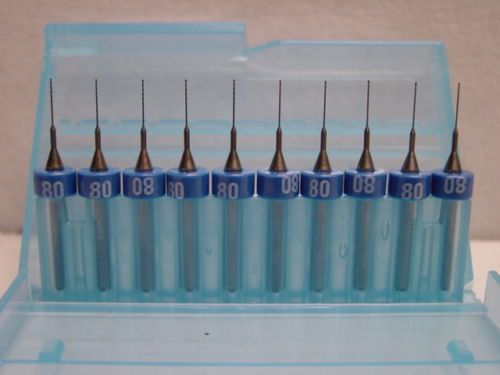 10pc pak, #80 (.0135) re-sharpened carbide drill bits for sale