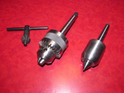 Lathe center and drill chuck for Atlas Craftsman 6&#034; lathe, 1MT