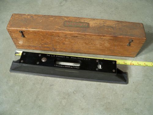 Vintage starrett no. 199 15&#034; master precision level in dovetail wooden tool box for sale