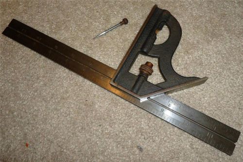 STARRETT COMBINATION SQUARE WITH LEVEL, 12&#034; RULE AND SCRIBE PIN