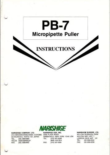 Narishige pb-7  microscope micropipette puller instructions on cd l0191 for sale