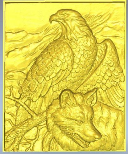 Wolf and eagle 3d STL file - Model for CNC Router Machine