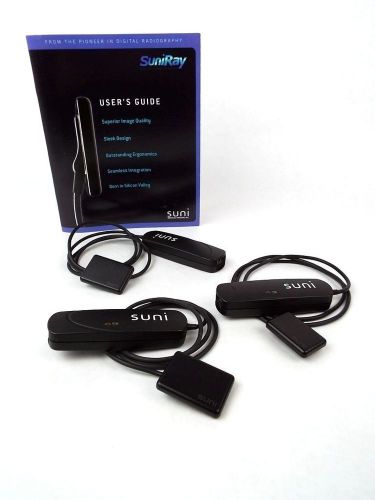 3 SuniRay Digital Dental X-Ray Sensors Sizes 2 &amp; 1 w/ USB Cords &amp; User Manual
