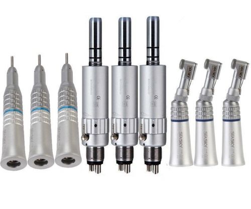 3 kits dental slow speed contra angle straight handpieces air motor 4 hole rp4 for sale