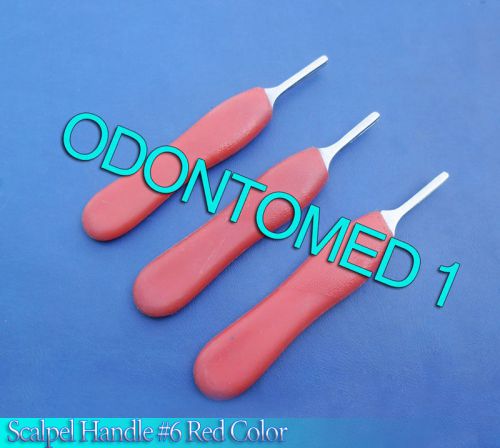 6 Scalpel Handle #4 with Red Color Plastic Grip Surgical Instruments