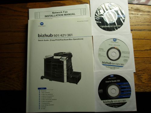 konica minolta bizhub 501/421/361 quick guide and CD-ROM Driver, User&#039;s Guide