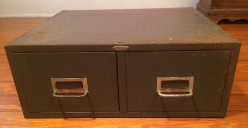 Vintage Cole Steel Metal Cabinet 2 Drawer File 5 X 8 Index Card Industrial Loft