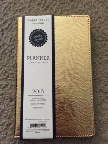 Sugar Planner 2015 Gold Faux Alligator Weekly Monthly Agenda 5.25 X 8.25 A5