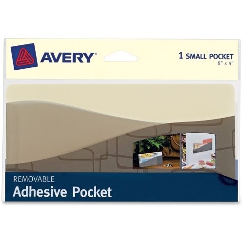 Avery Removable Adhesive Wall Pocket -4Hx8Wx0.3D -2 Pocket(s)- Gray
