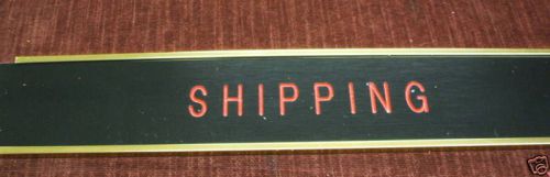 Engraved door sign SHIPPING with holder