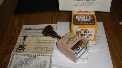 Automatic Numbering Machine Model 106 with Box PAPERS INK CARTER BRAND