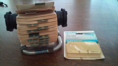 Rolodex Open Rotary Business Card Organizer Vintage Cards Metal &amp; refill cards