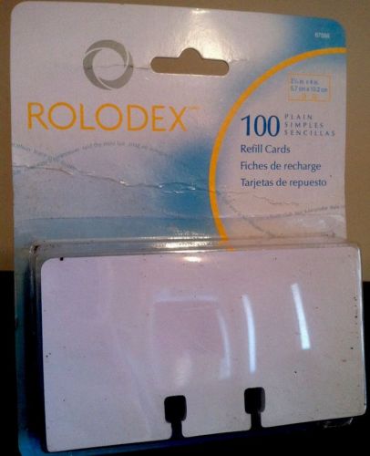 ROLODEX DESK FILING REFILL WHITE CARDS 100 - 2 1/4&#034; X 4&#034; FACTORY SEALED PACK