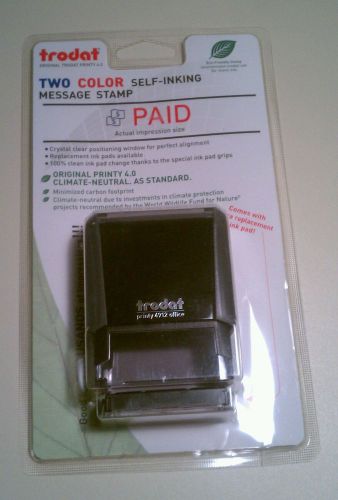 Trodat Original Printy 4.0 Recycled 4912 Office Message Stamp &#034;PAID&#034; in RED INK